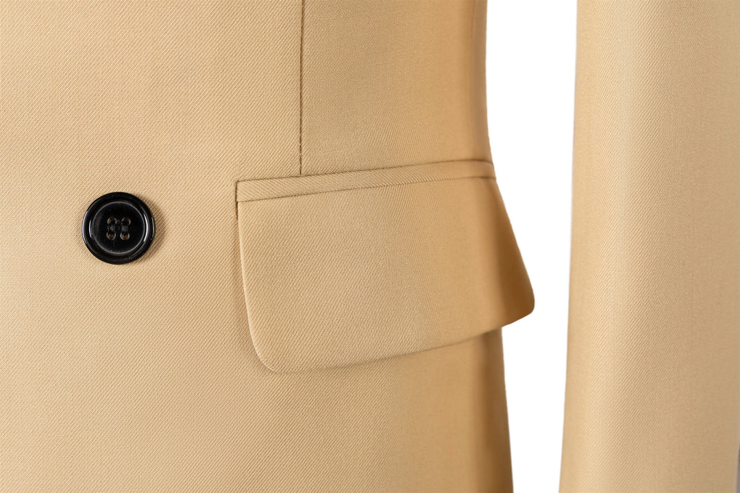 Bllmen Champagne 2 Pieces Solid Peak Lapel Men's Suit ST002