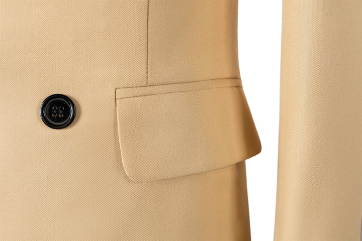 Bllmen Champagne 2 Pieces Solid Peak Lapel Men's Suit ST002