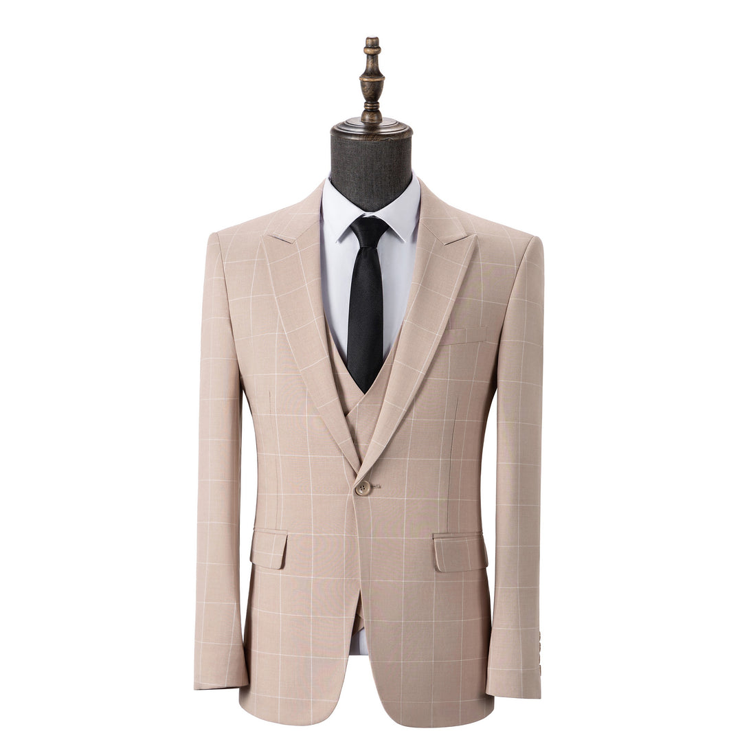 Bllmen Beige 3 Pieces Mens Suit Peak Lapel Tuxedos ST017