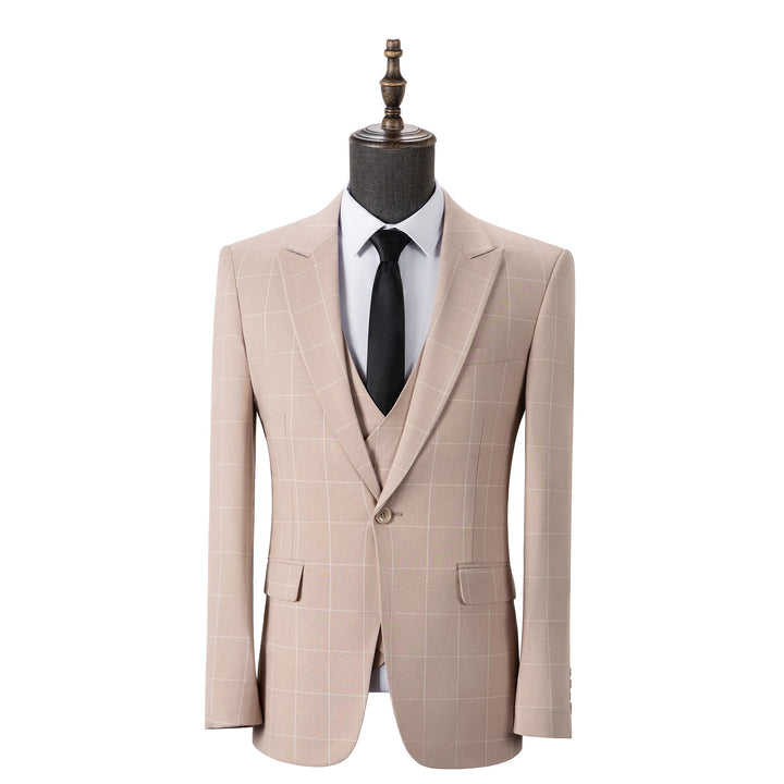 Bllmen Beige 3 Pieces Mens Suit Peak Lapel Tuxedos ST017