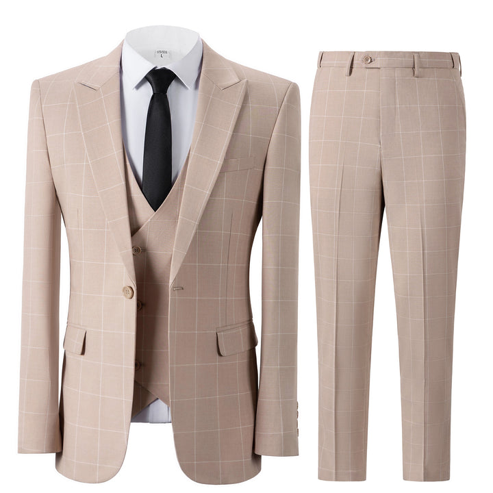 Bllmen Beige 3 Pieces Mens Suit Peak Lapel Tuxedos ST017