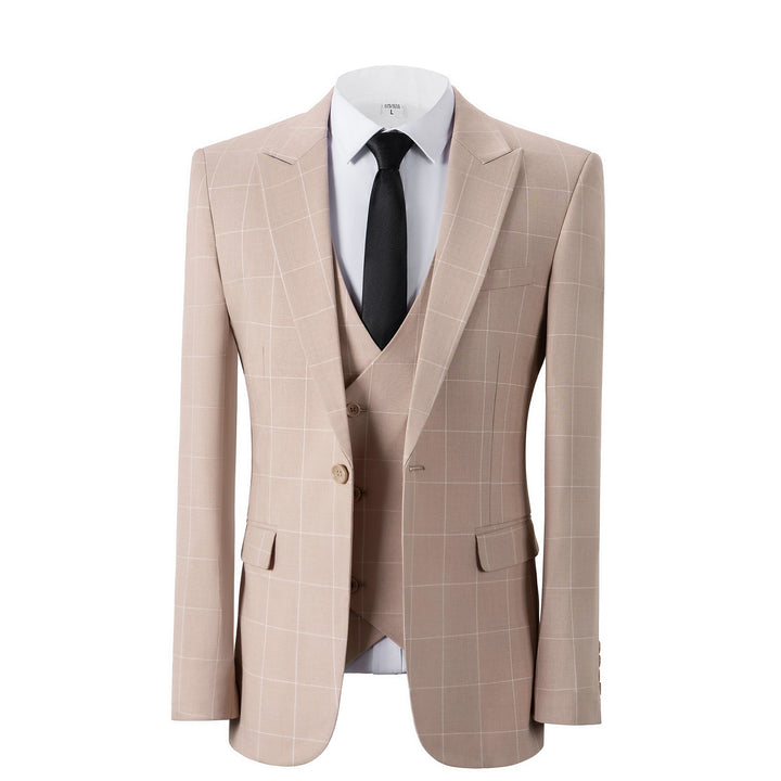 Bllmen Beige 3 Pieces Mens Suit Peak Lapel Tuxedos ST017
