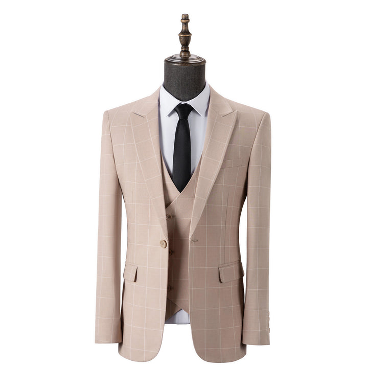 Bllmen Beige 3 Pieces Mens Suit Peak Lapel Tuxedos ST017