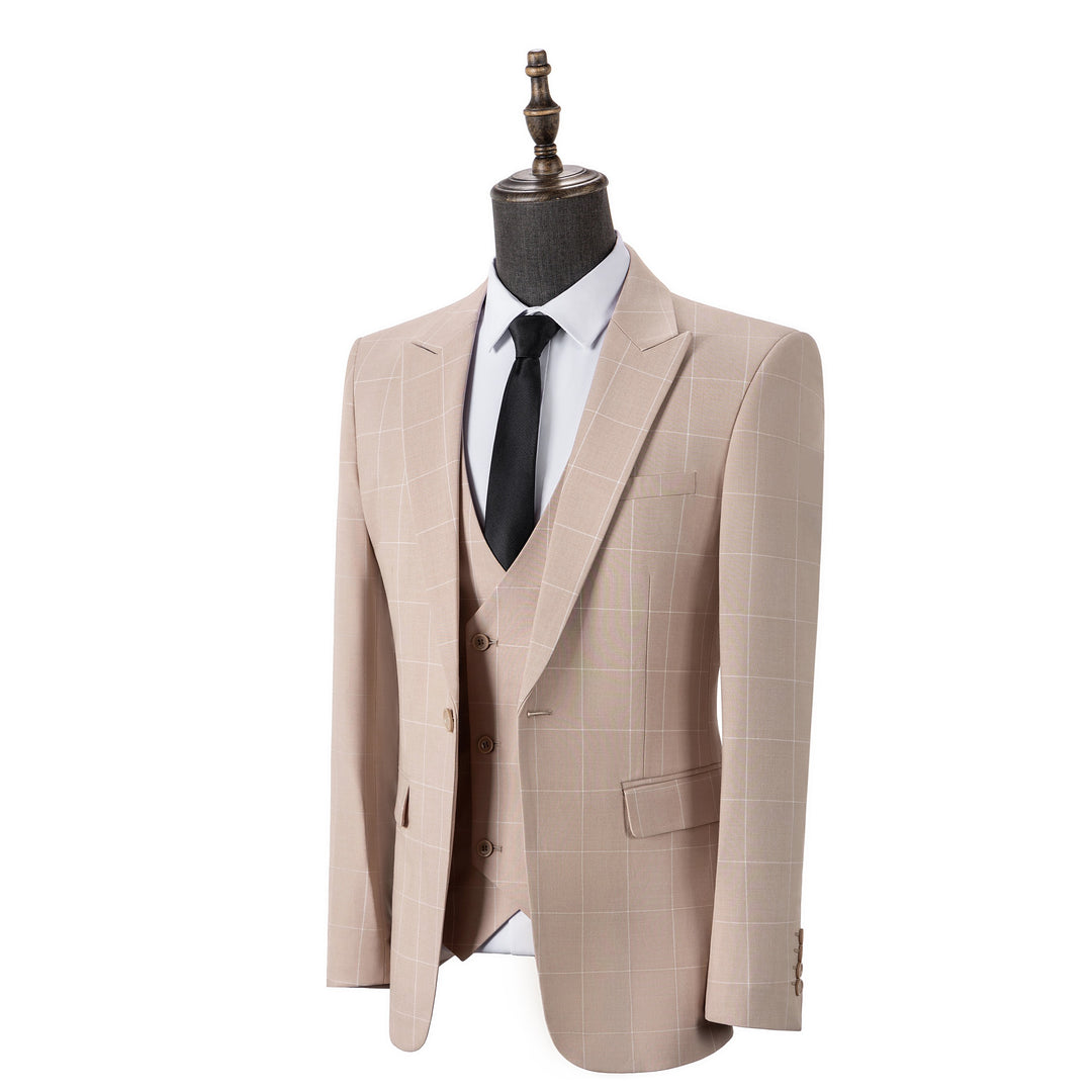 Bllmen Beige 3 Pieces Mens Suit Peak Lapel Tuxedos ST017