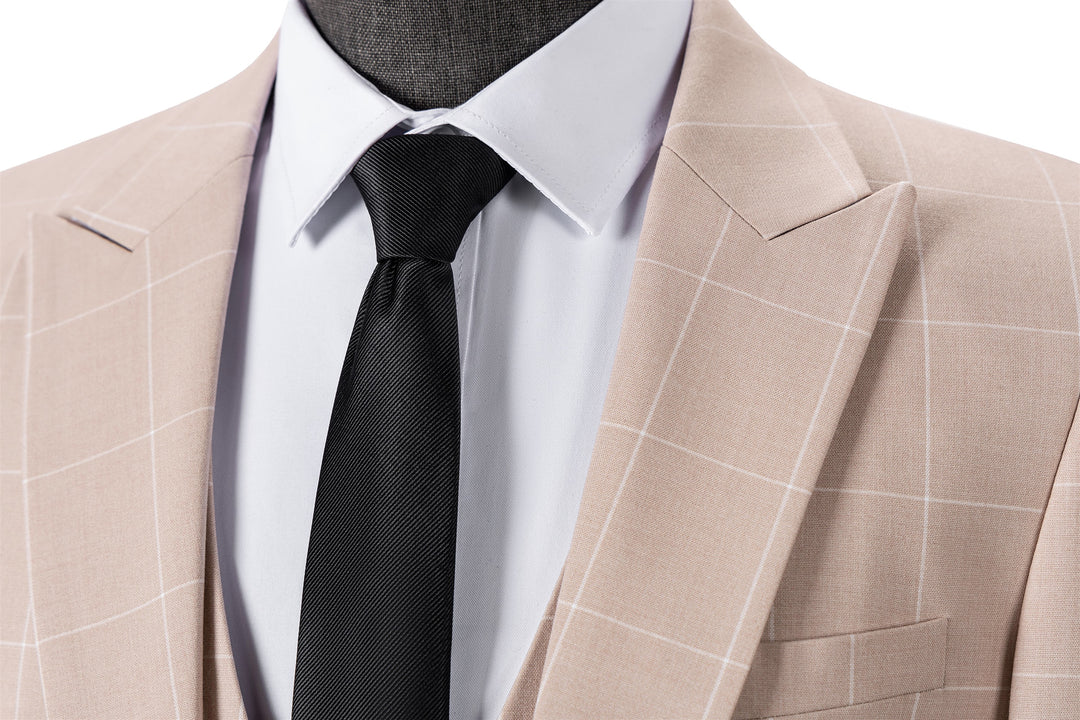 Bllmen Beige 3 Pieces Mens Suit Peak Lapel Tuxedos ST017