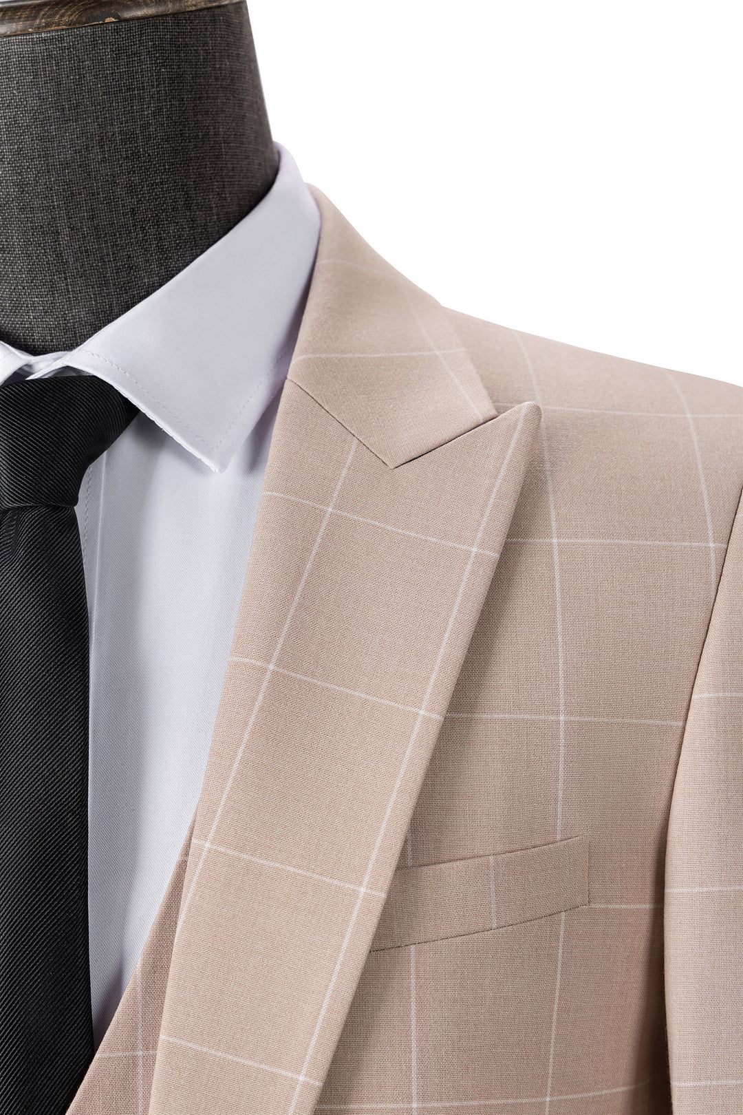 Bllmen Beige 3 Pieces Mens Suit Peak Lapel Tuxedos ST017