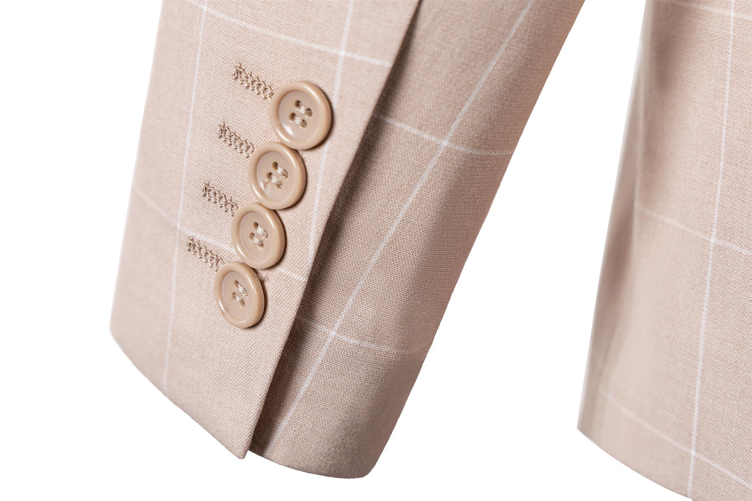 Bllmen Beige 3 Pieces Mens Suit Peak Lapel Tuxedos ST017