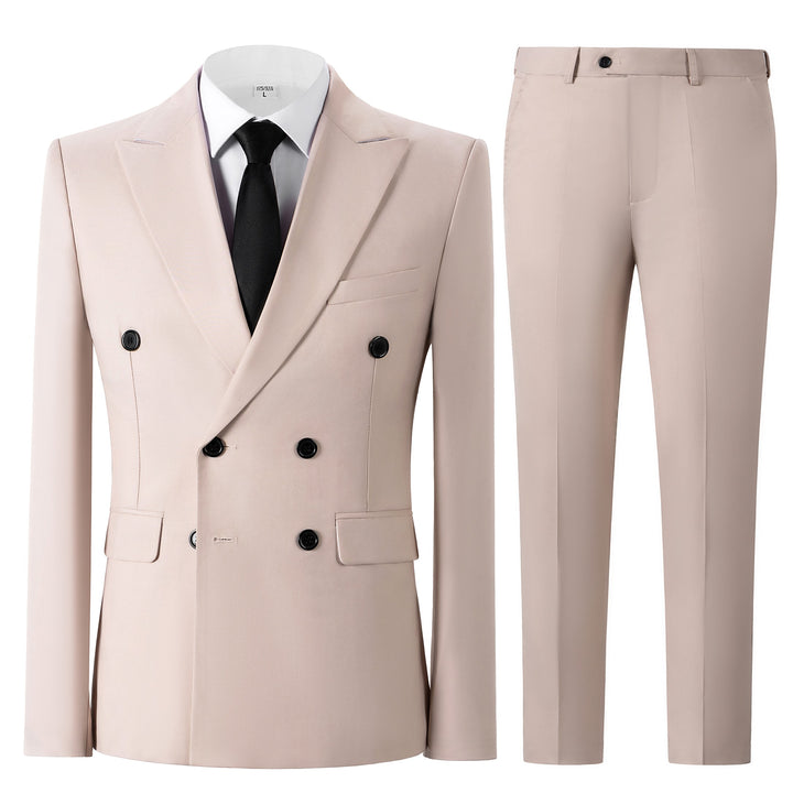 Bllmen Beige 2 Pieces Solid Peak Lapel Men's Suit ST002