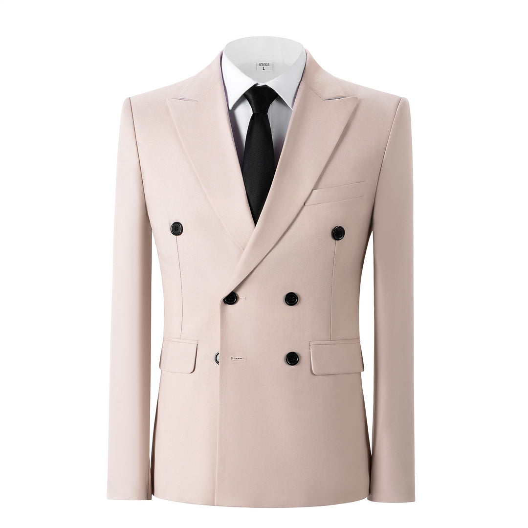 Bllmen Beige 2 Pieces Solid Peak Lapel Men's Suit ST002