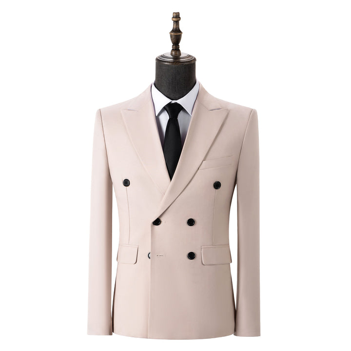 Bllmen Beige 2 Pieces Solid Peak Lapel Men's Suit ST002