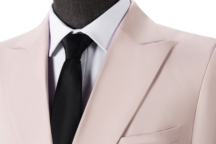 Bllmen Beige 2 Pieces Solid Peak Lapel Men's Suit ST002