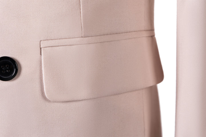 Bllmen Beige 2 Pieces Solid Peak Lapel Men's Suit ST002