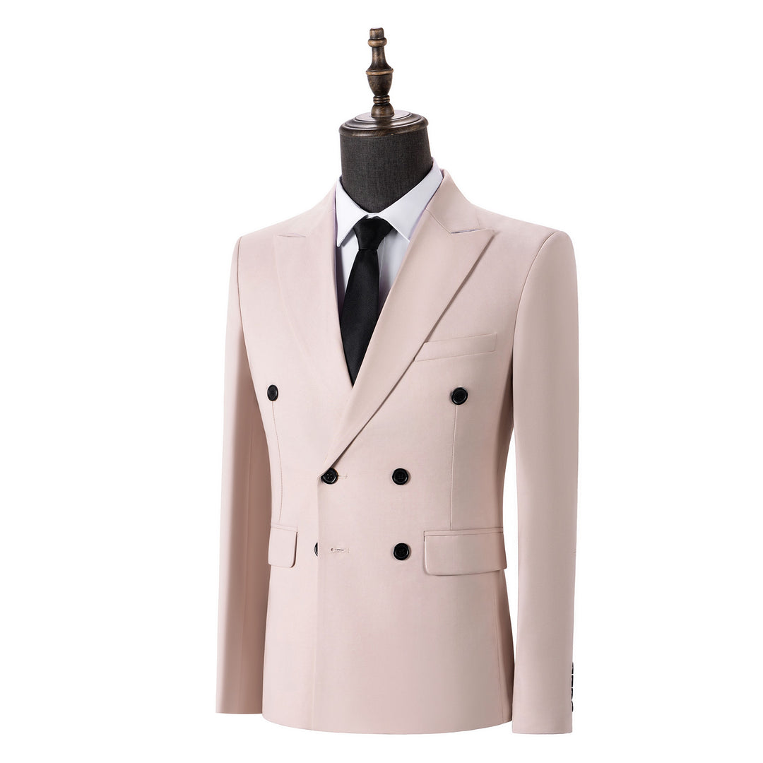 Bllmen Beige 2 Pieces Solid Peak Lapel Men's Suit ST002