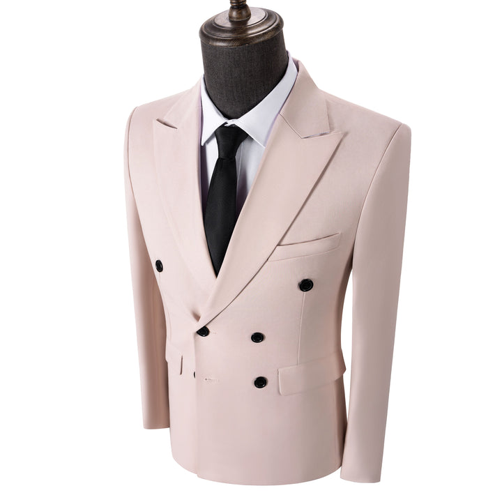 Bllmen Beige 2 Pieces Solid Peak Lapel Men's Suit ST002