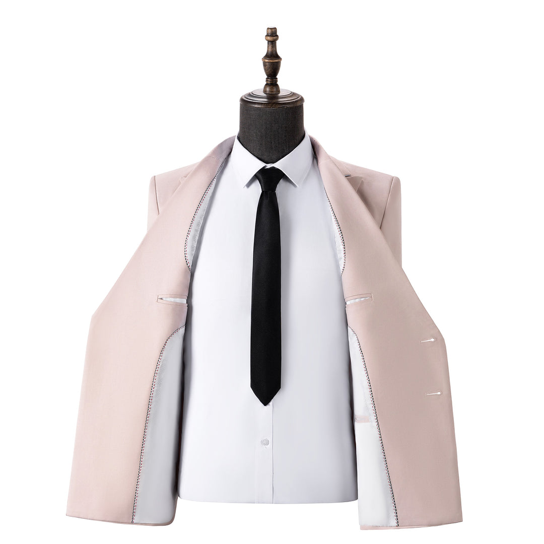 Bllmen Beige 2 Pieces Solid Peak Lapel Men's Suit ST002