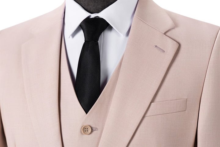 Bllmen Beige 3 Pieces Mens Suit Notch Lapel Tuxedos ST003