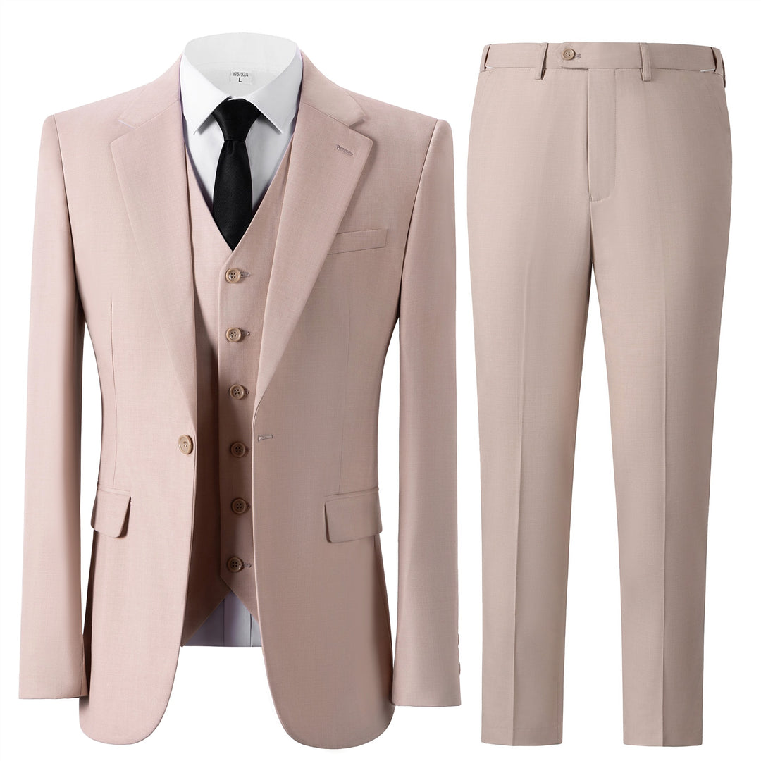 Bllmen Beige 3 Pieces Mens Suit Notch Lapel Tuxedos ST003