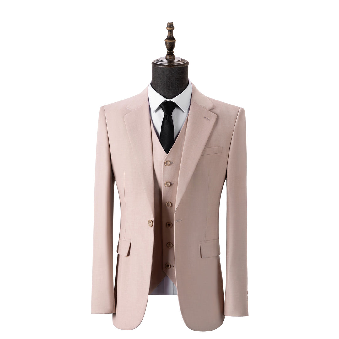 Bllmen Beige 3 Pieces Mens Suit Notch Lapel Tuxedos ST003
