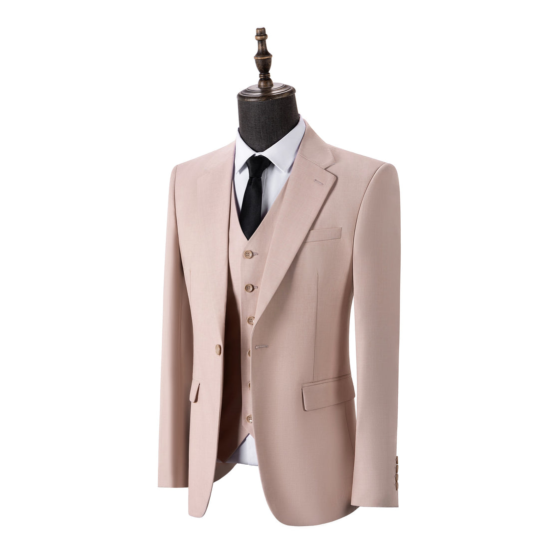Bllmen Beige 3 Pieces Mens Suit Notch Lapel Tuxedos ST003