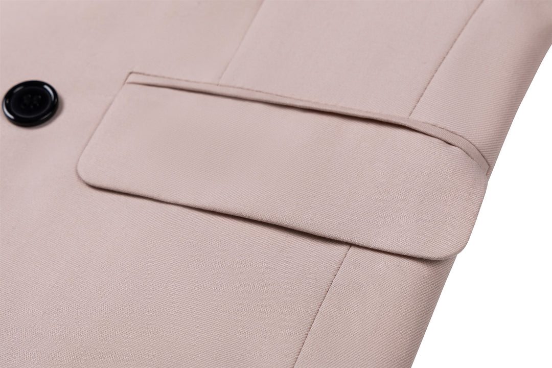 Bllmen Beige 2 Pieces Solid Peak Lapel Men's Suit ST002