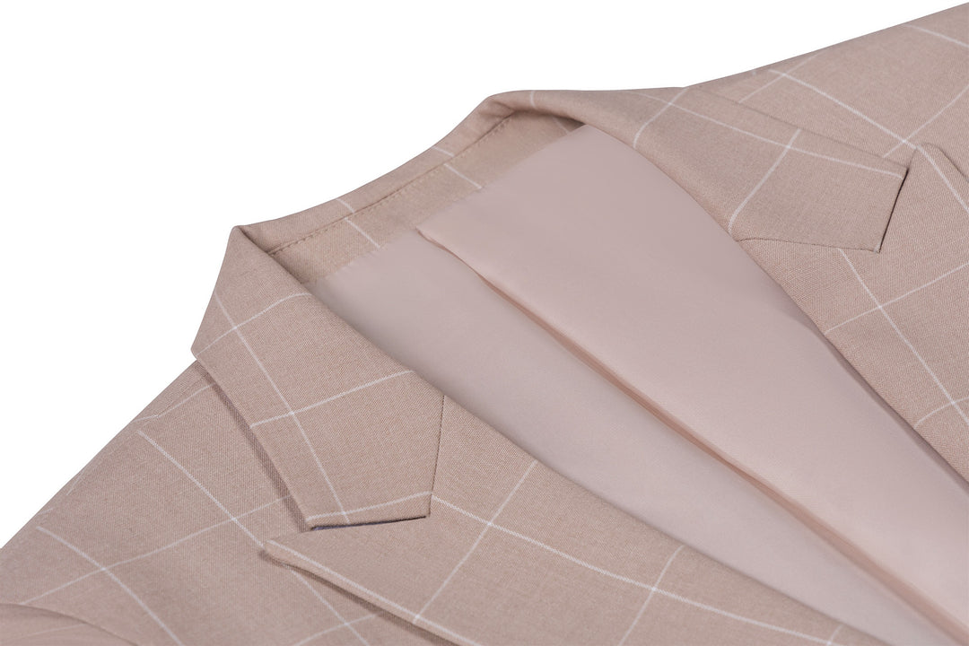 Bllmen Beige 3 Pieces Mens Suit Peak Lapel Tuxedos ST017