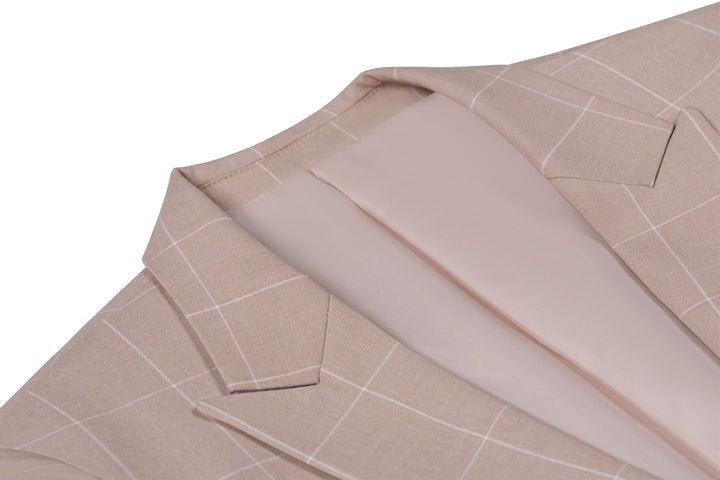 Bllmen Beige 3 Pieces Mens Suit Peak Lapel Tuxedos ST017