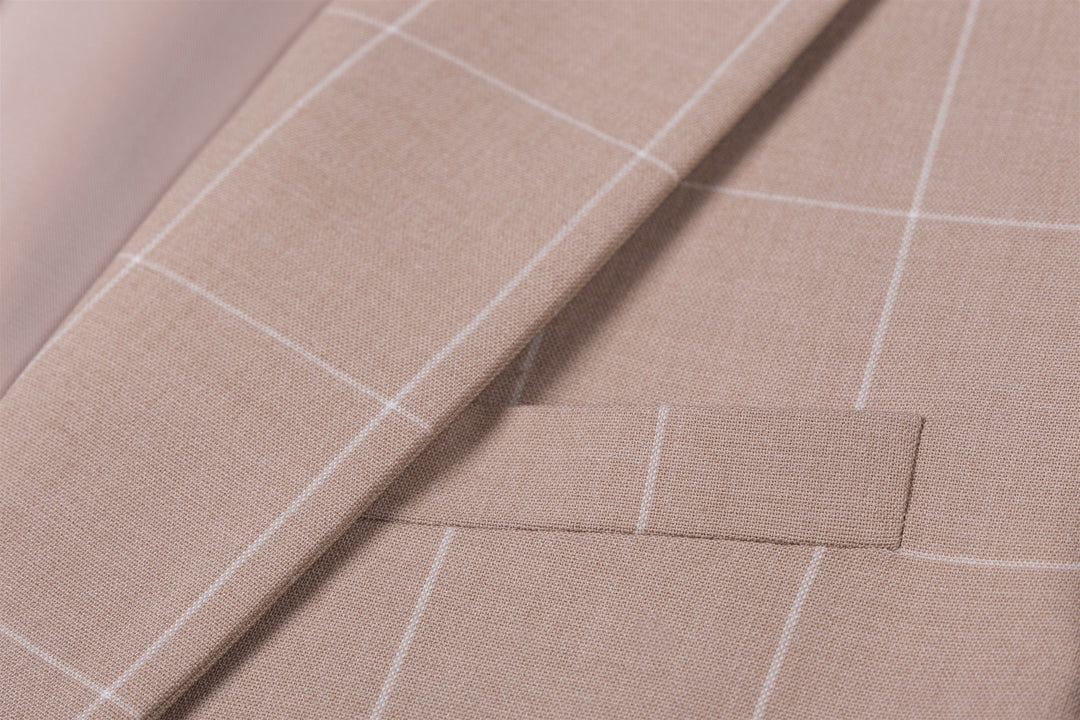 Bllmen Beige 3 Pieces Mens Suit Peak Lapel Tuxedos ST017