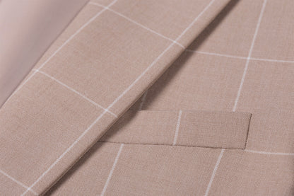 Bllmen Beige 3 Pieces Mens Suit Peak Lapel Tuxedos ST017
