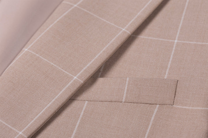 Bllmen Beige 3 Pieces Mens Suit Peak Lapel Tuxedos ST017