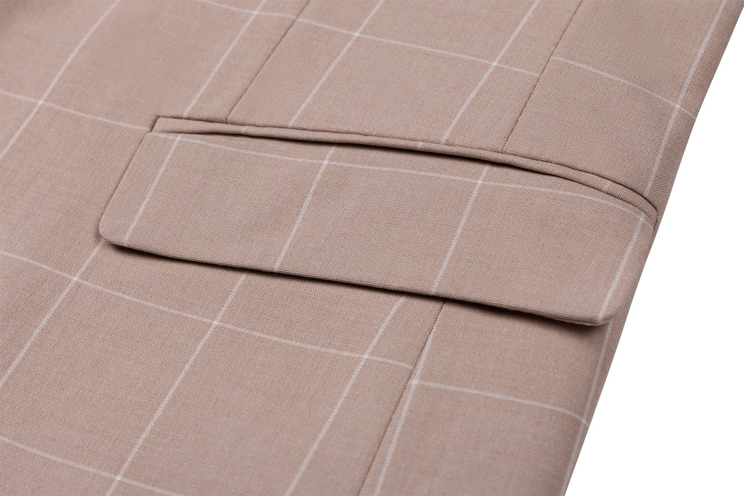 Bllmen Beige 3 Pieces Mens Suit Peak Lapel Tuxedos ST017