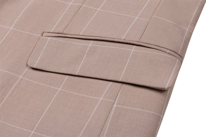 Bllmen Beige 3 Pieces Mens Suit Peak Lapel Tuxedos ST017