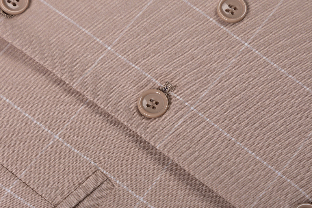 Bllmen Beige 3 Pieces Mens Suit Peak Lapel Tuxedos ST017