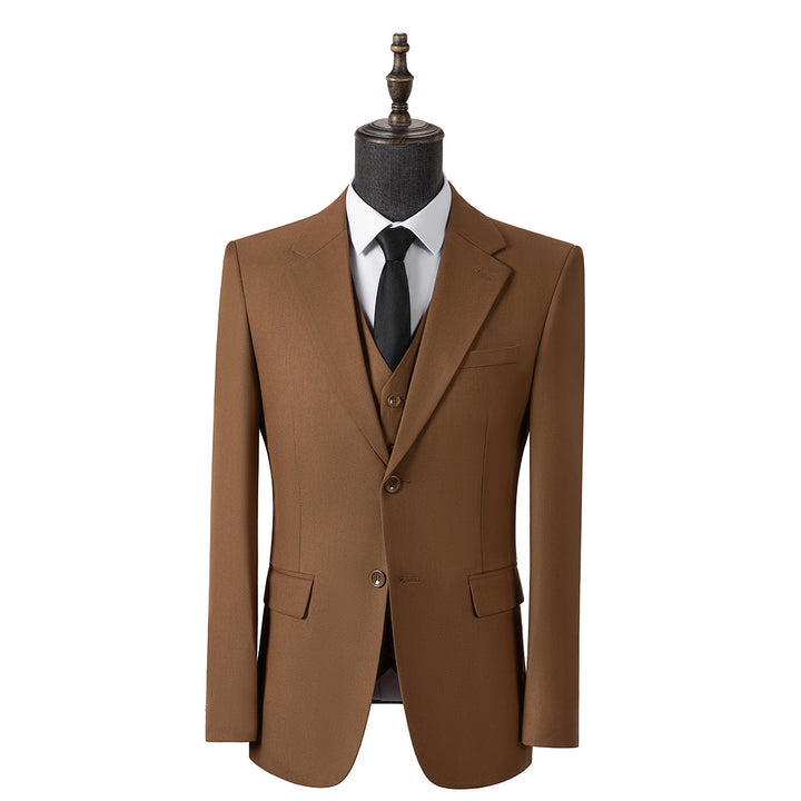 Bllmen Brown 3 Pieces Mens Suit Notch Lapel Tuxedos ST006