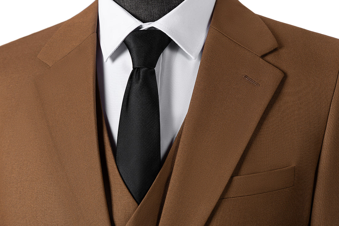 Bllmen Brown 3 Pieces Mens Suit Notch Lapel Tuxedos ST006