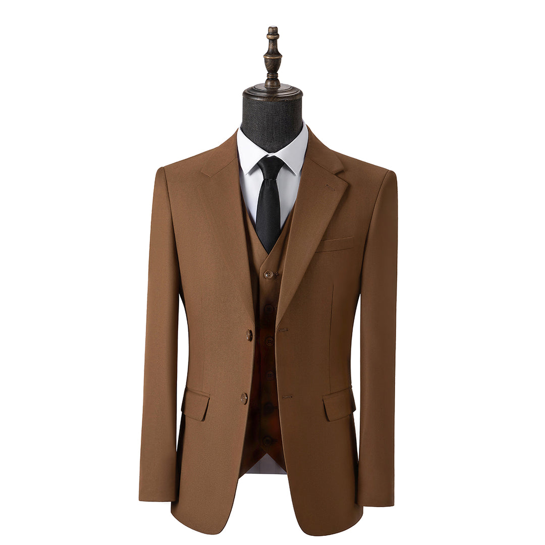 Bllmen Brown 3 Pieces Mens Suit Notch Lapel Tuxedos ST006