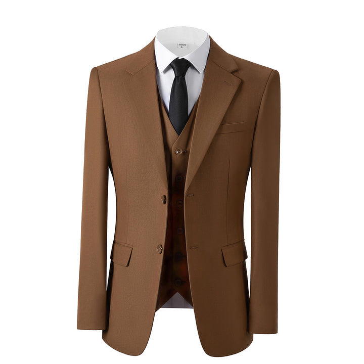 Bllmen Brown 3 Pieces Mens Suit Notch Lapel Tuxedos ST006
