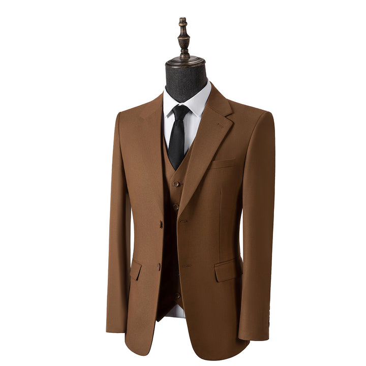 Bllmen Brown 3 Pieces Mens Suit Notch Lapel Tuxedos ST006