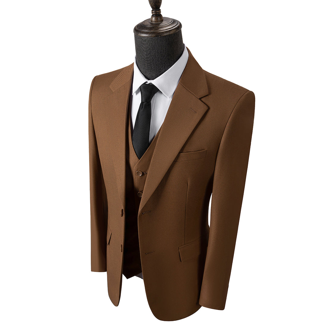 Bllmen Brown 3 Pieces Mens Suit Notch Lapel Tuxedos ST006