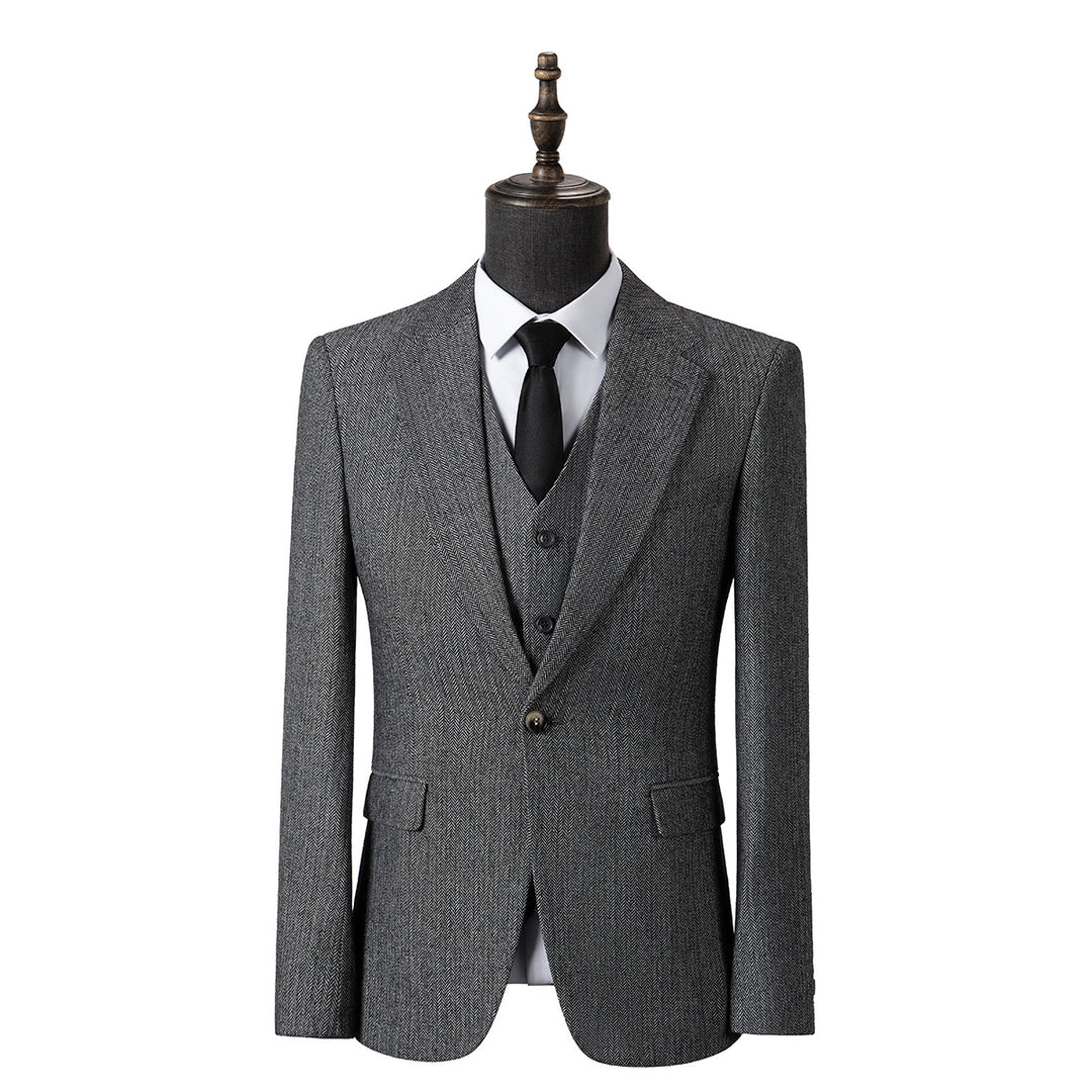 Bllmen Grey 3 Pieces Mens Suit Notch Lapel Tuxedos ST008