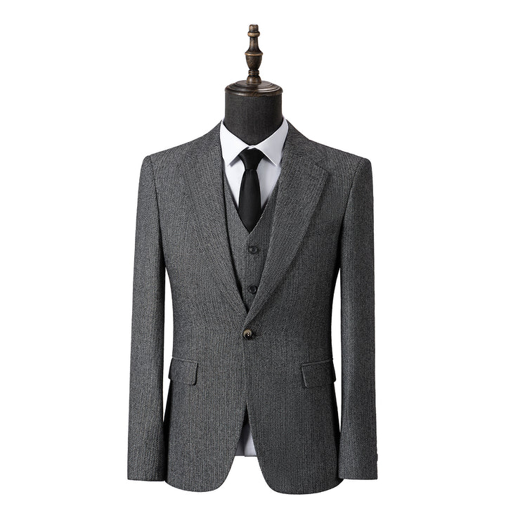 Bllmen Grey 3 Pieces Mens Suit Notch Lapel Tuxedos ST008