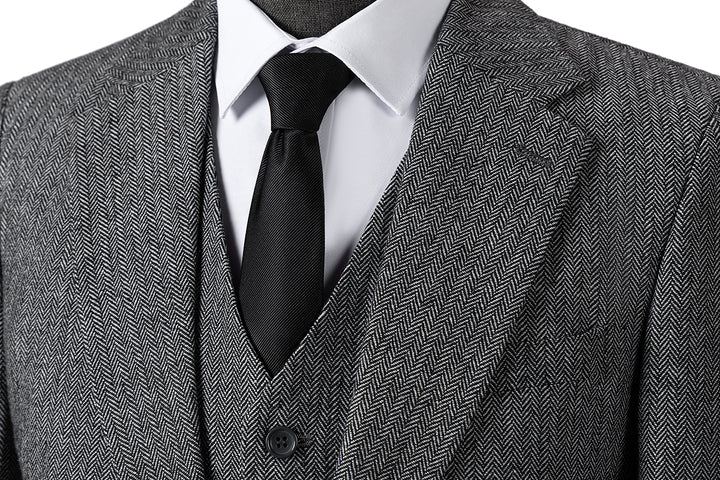 Bllmen Grey 3 Pieces Mens Suit Notch Lapel Tuxedos ST008