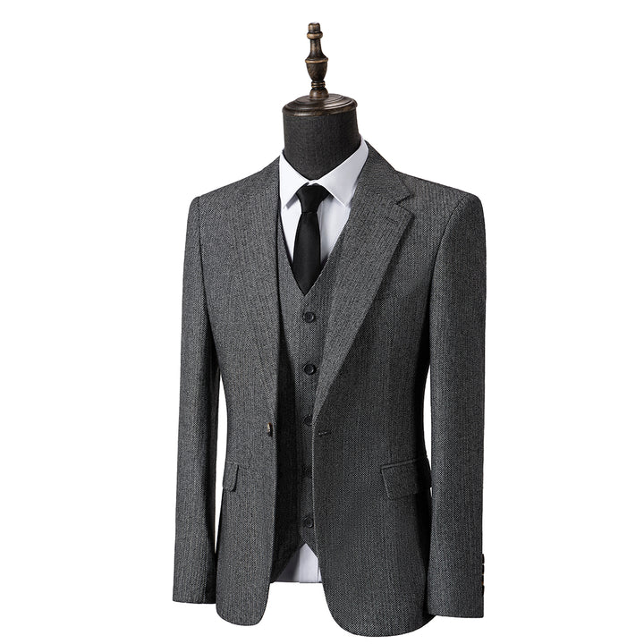 Bllmen Grey 3 Pieces Mens Suit Notch Lapel Tuxedos ST008