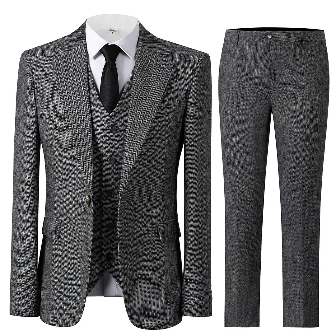 Bllmen Grey 3 Pieces Mens Suit Notch Lapel Tuxedos ST008