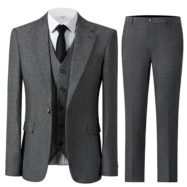 Bllmen Grey 3 Pieces Mens Suit Notch Lapel Tuxedos ST008