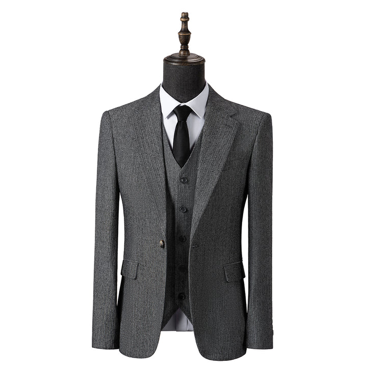 Bllmen Grey 3 Pieces Mens Suit Notch Lapel Tuxedos ST008