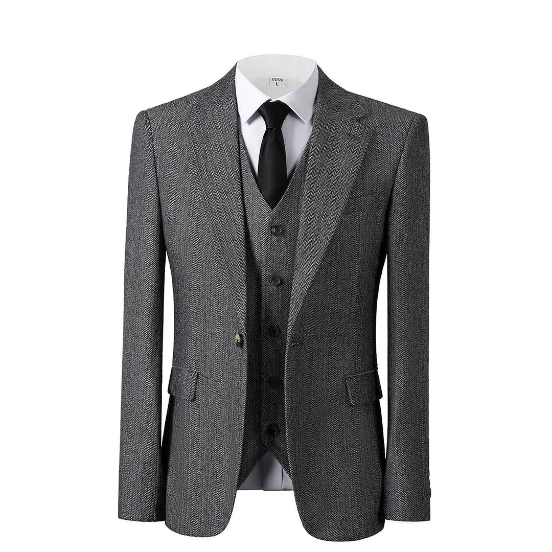Bllmen Grey 3 Pieces Mens Suit Notch Lapel Tuxedos ST008