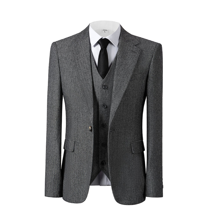 Bllmen Grey 3 Pieces Mens Suit Notch Lapel Tuxedos ST008