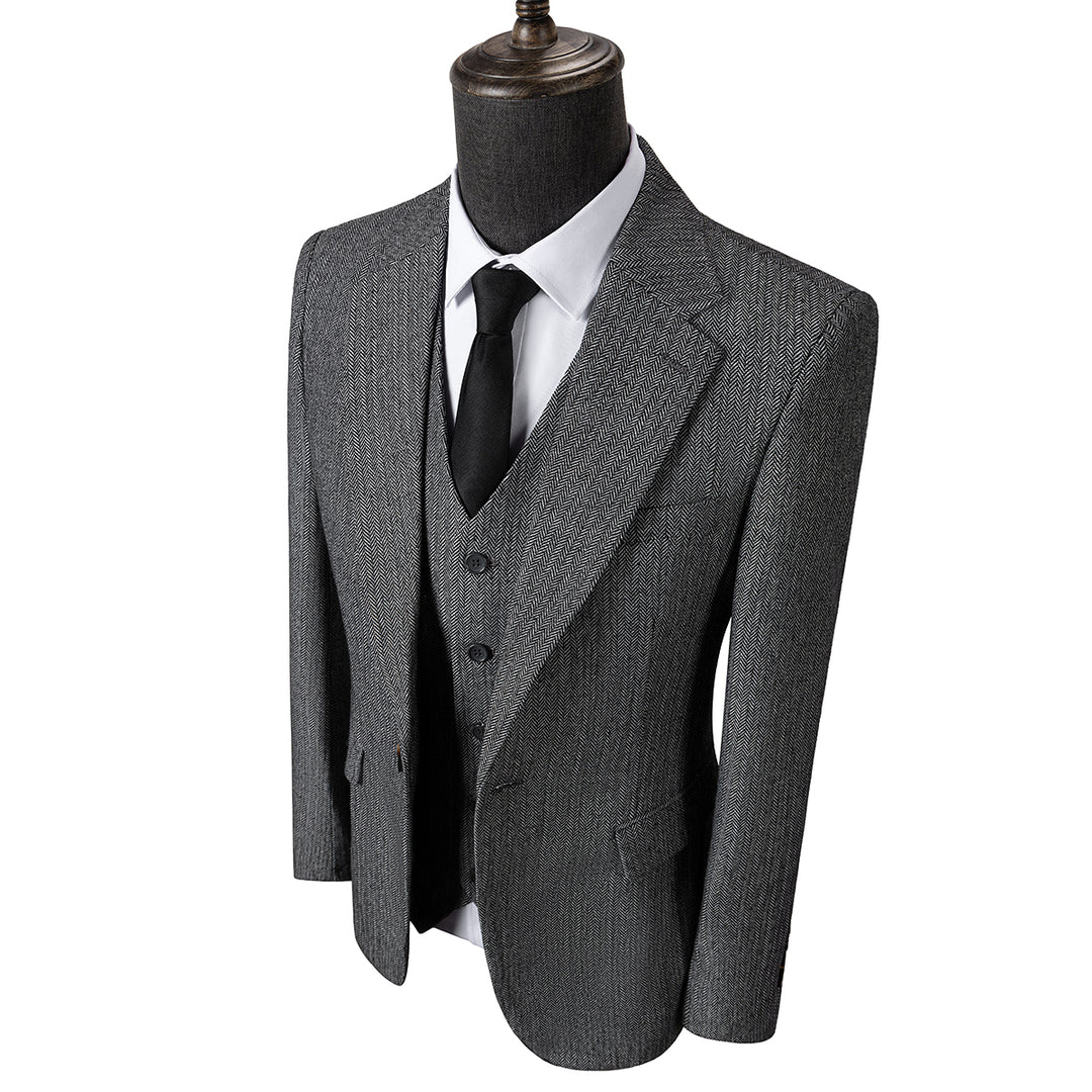 Bllmen Grey 3 Pieces Mens Suit Notch Lapel Tuxedos ST008