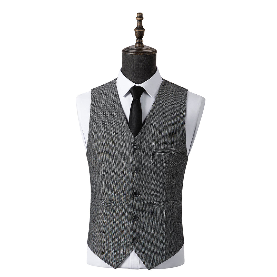 Bllmen Grey 3 Pieces Mens Suit Notch Lapel Tuxedos ST008