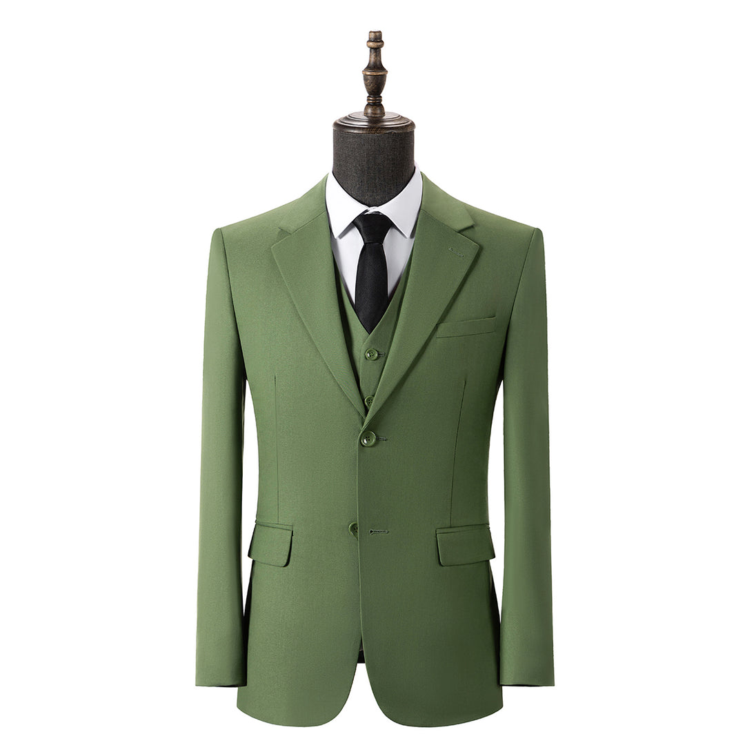 Bllmen Olive Green 3 Pieces Mens Suit Notch Lapel Tuxedos ST006